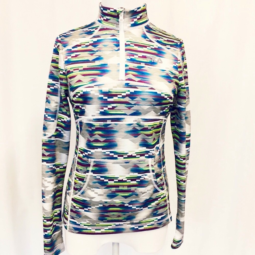 Fila Quarter Zip Tribal Print Pullover Base Layer Women’s Size XS
